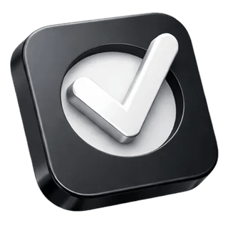 Approval checkmark icon in 3D on the Sound Worthendory about page